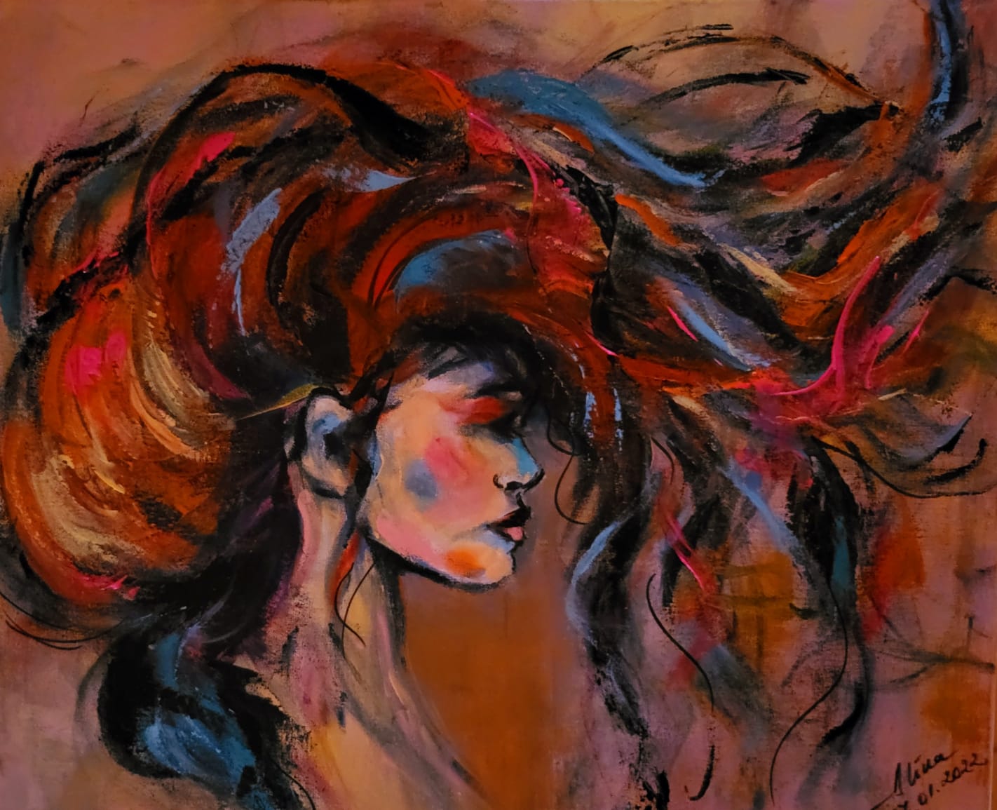 ArteDiAlina.com painting: A head full of colors